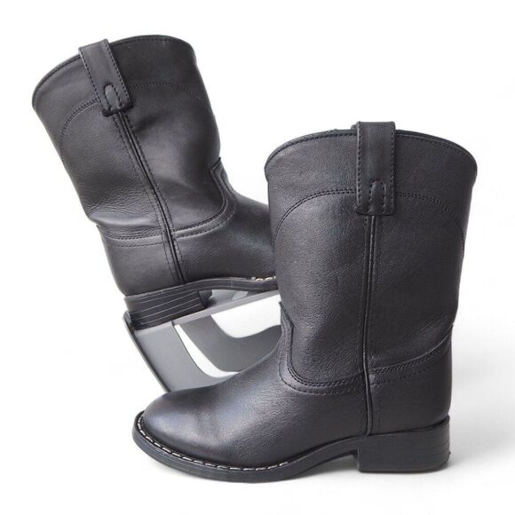 Smoky Mountain R Style Leather Western Cowboy Boots Black Youth 1 - Picture 1 of 11